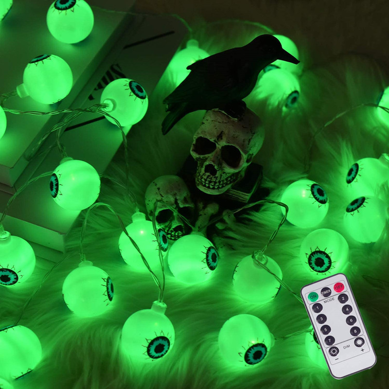 Outdoor Waterproof Solar Halloween Scary Eyeball Green Eyeball Swaying Firefly Path Lights For Yard Garden Lawn Party Decor