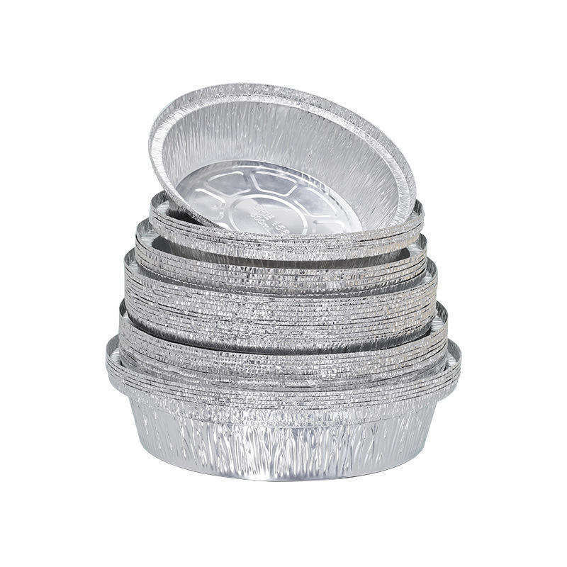 Aluminio Descartables Container Pie Plate Baking Pans with Lids Round Aluminum Aluminium Foil Disposable Food PE Silver