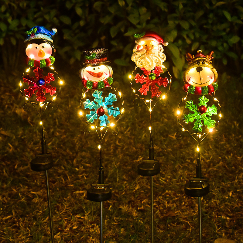 New solar Christmas lights led snowman elk penguin outdoor courtyard lawn decorative