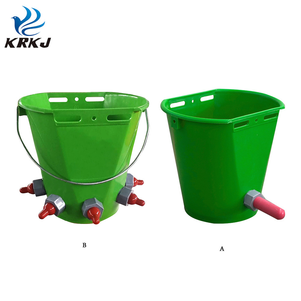 KD960 farming lamb calf cattle 8L plastic feeding milk bucket feeders with nipples