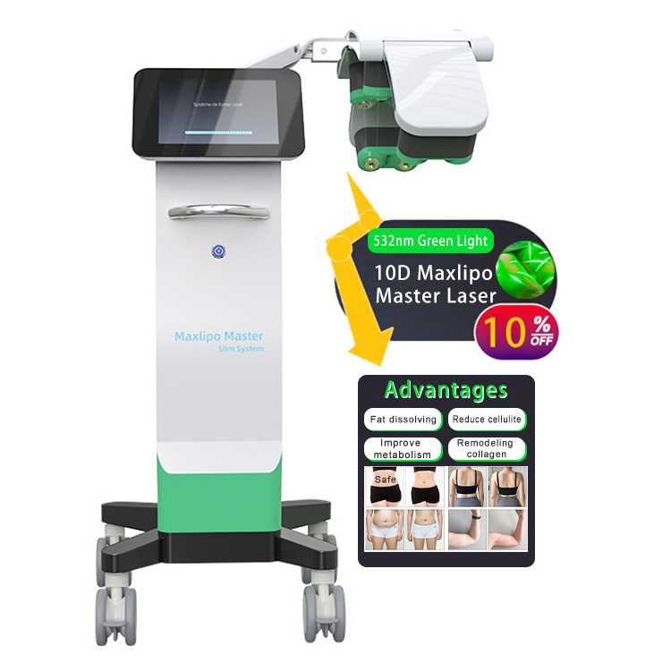 New Design 10D Maxlipo 532nm Green Light Laser Slimming Machine 532nm 10D Lipo Dissolving Fat Loss Laser Slimming Machine