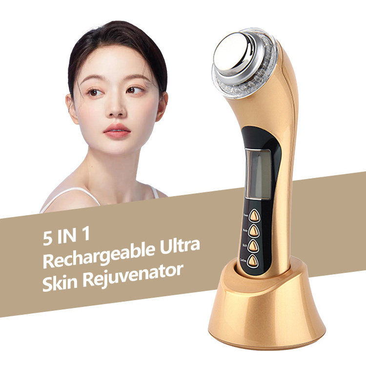 hot cold facial care machine rechargeable electric ultrasonic vibrating facial massage multi functional beauty device