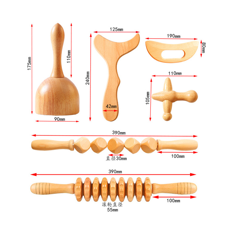 Low Moq Multiple Models Lymphatic Drainage Wood Massage kit Wood Therapy Massage Tools