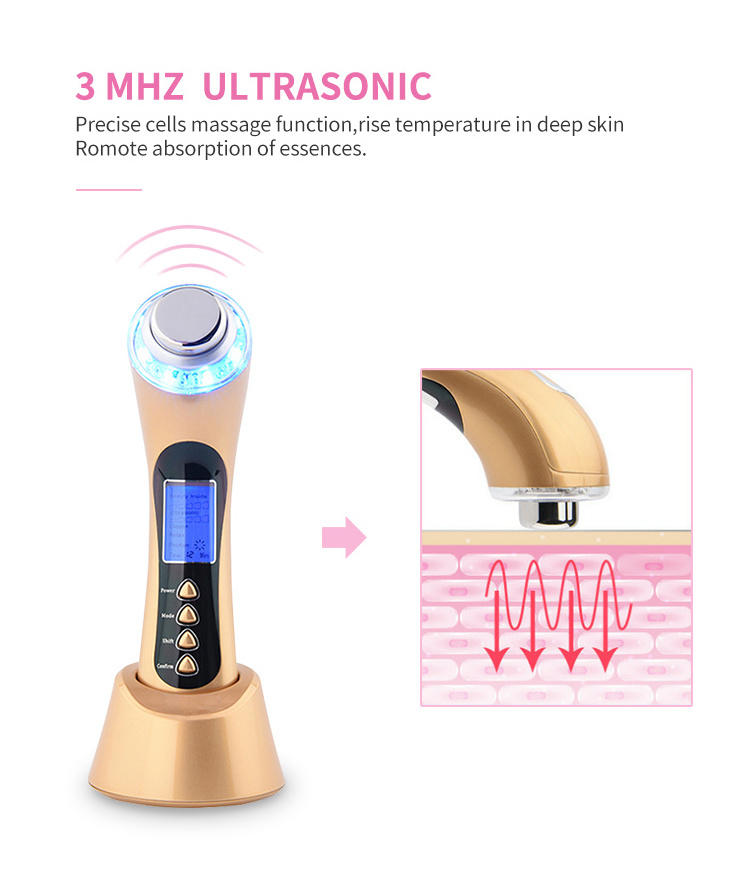 hot cold facial care machine rechargeable electric ultrasonic vibrating facial massage multi functional beauty device