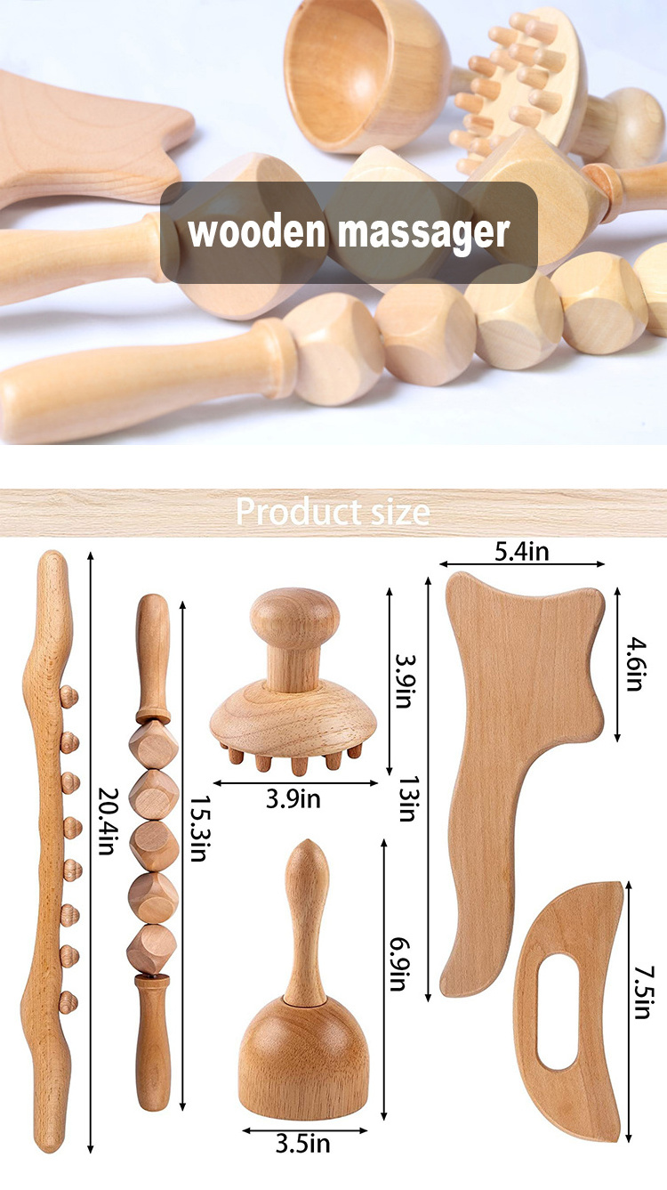 Low Moq Multiple Models Lymphatic Drainage Wood Massage kit Wood Therapy Massage Tools