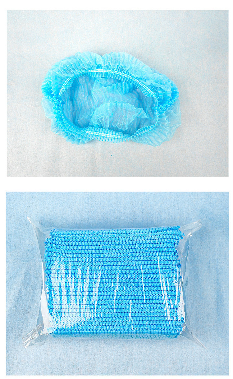 Disposable Head Wear Cap Safety  Disposable Non Woven Double Elastic Surgical Mob Cap / Medical Clip Cap / Non-Woven Head