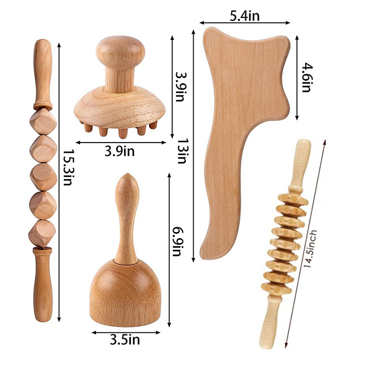 Low Moq Multiple Models Lymphatic Drainage Wood Massage kit Wood Therapy Massage Tools