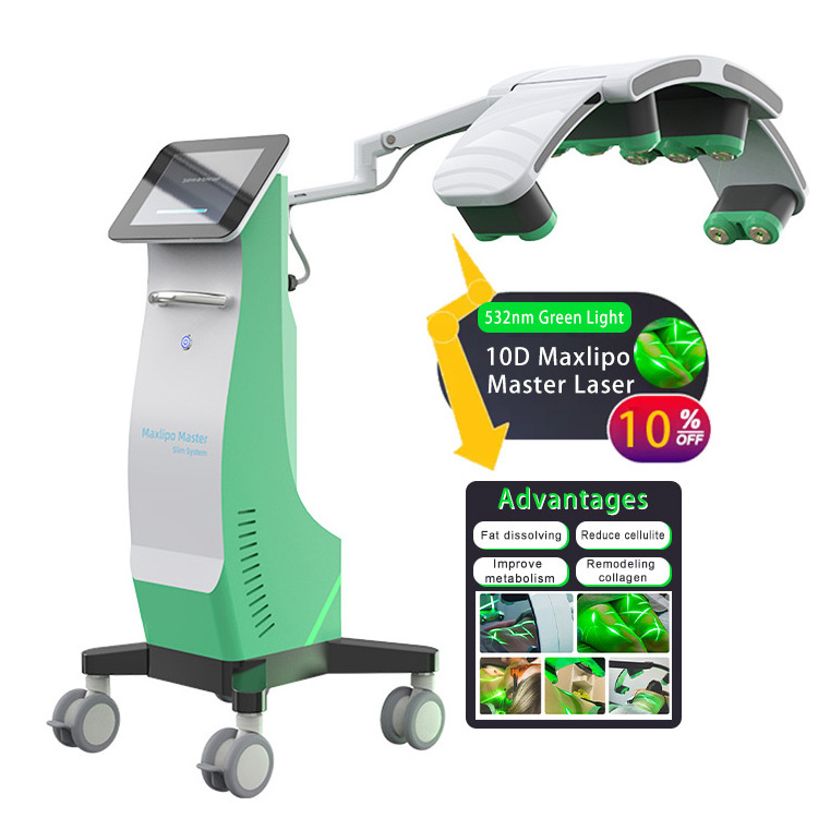 New Design 10D Maxlipo 532nm Green Light Laser Slimming Machine 532nm 10D Lipo Dissolving Fat Loss Laser Slimming Machine