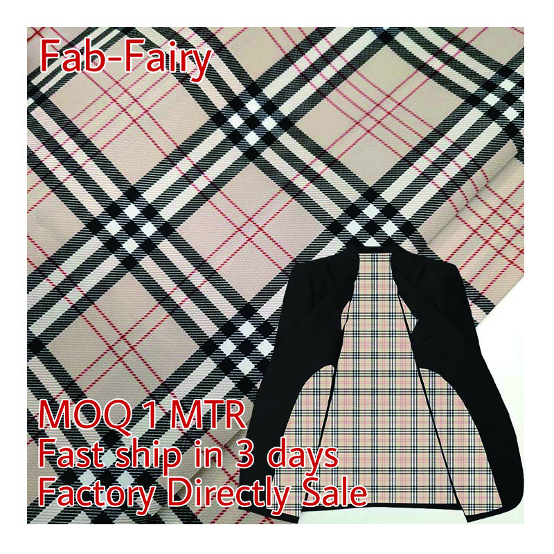 YH8- 8504 Ready To Ship Yellow Color Plaid Pattern Digital Printed Lining Fabric For Men And Women's Garment Hat Bag Interlining