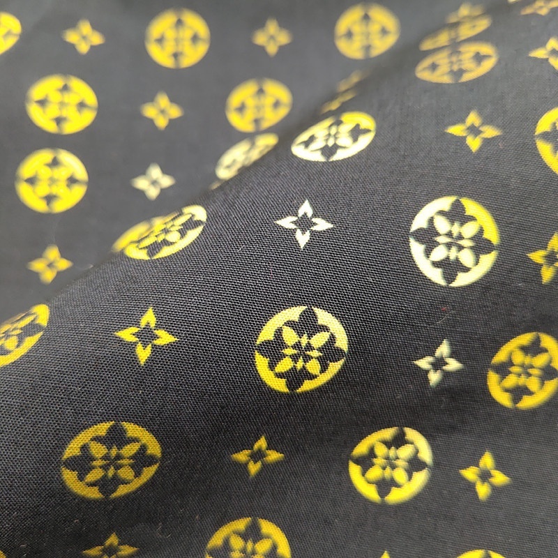 High Quality Customized Designer Shirt Fabric 100% Cotton Twill Black Gold Color