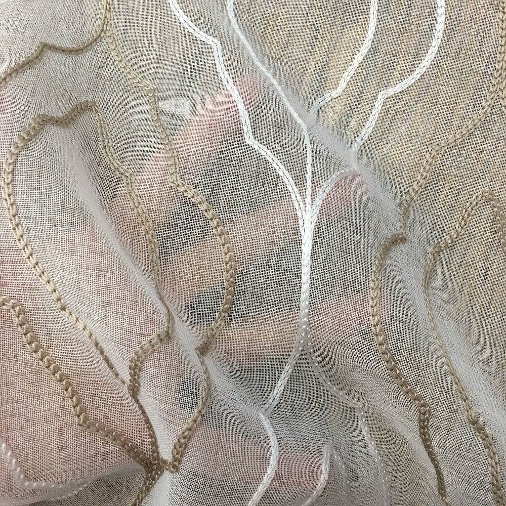 Wholesale Mexico Curtain Fabric Embroidery Tulle Dobby 100% Polyester Woven 500 Meter Blackout Curtain,home Textile Embroidered