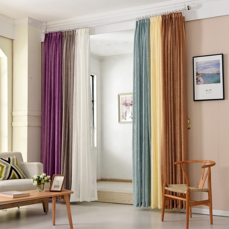 Multi-color linen curtain fabric for living room linen curtain fabric