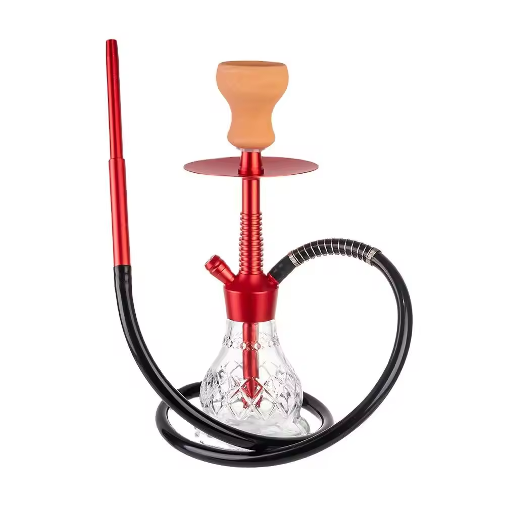 2024 Arabian Design 33cm Portable Travel Bag Small Single Hose Glass Vase Ceramic Bowl Aluminum Mini Shisha Hookah Set