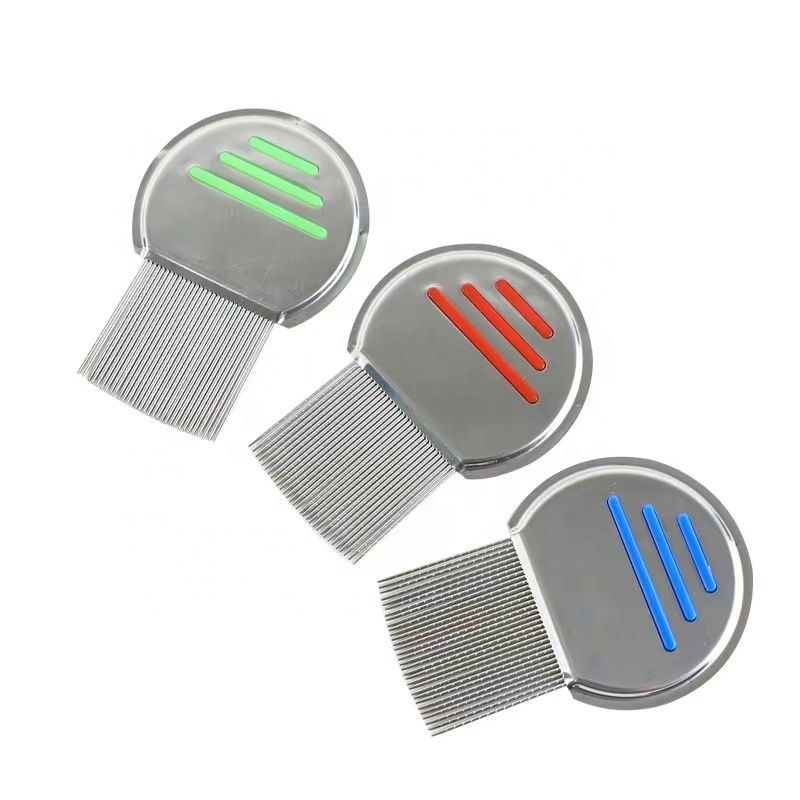 2021 New Metal Head Pet Comb Anti Flea Comb Silicone Stainless Steel Metal Lice Comb With Spiral Teeth