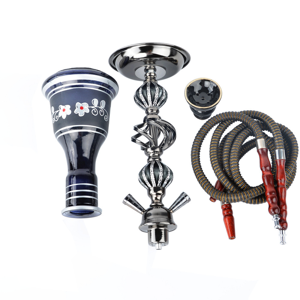 Amazon 54CM Big Hookah Set Two Hoses Glass Vase Ceramic Bowl Shesha Hookah With Hookah Accessories