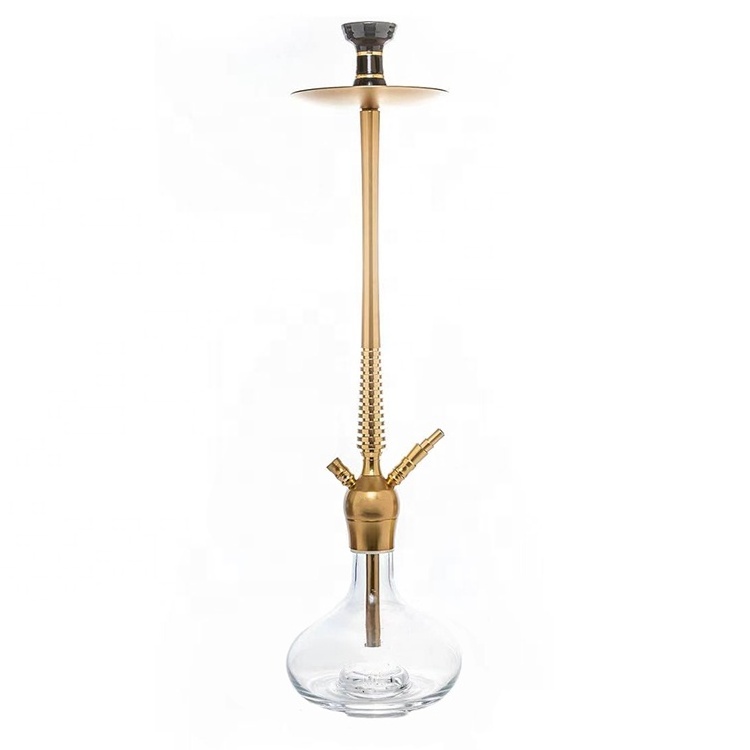 Golden Torch 30inch Copper Aluminum Hookah Shisha With Clay Head Silicone Tube Clear Glass Vase