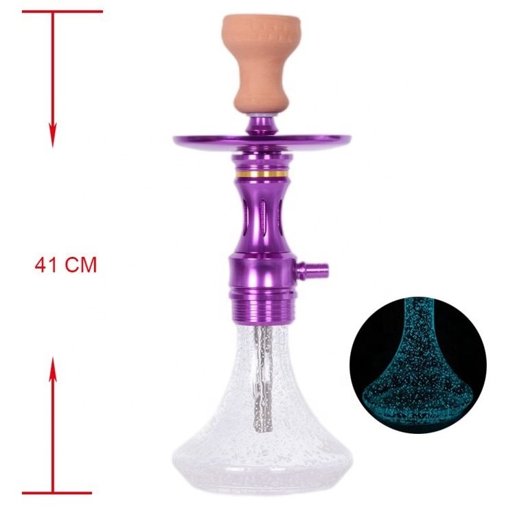 16 Inch Luxury Hookah Silicon Hose Small Portable Shisha Set Metal Hookah For Smoking Flavor Bongings