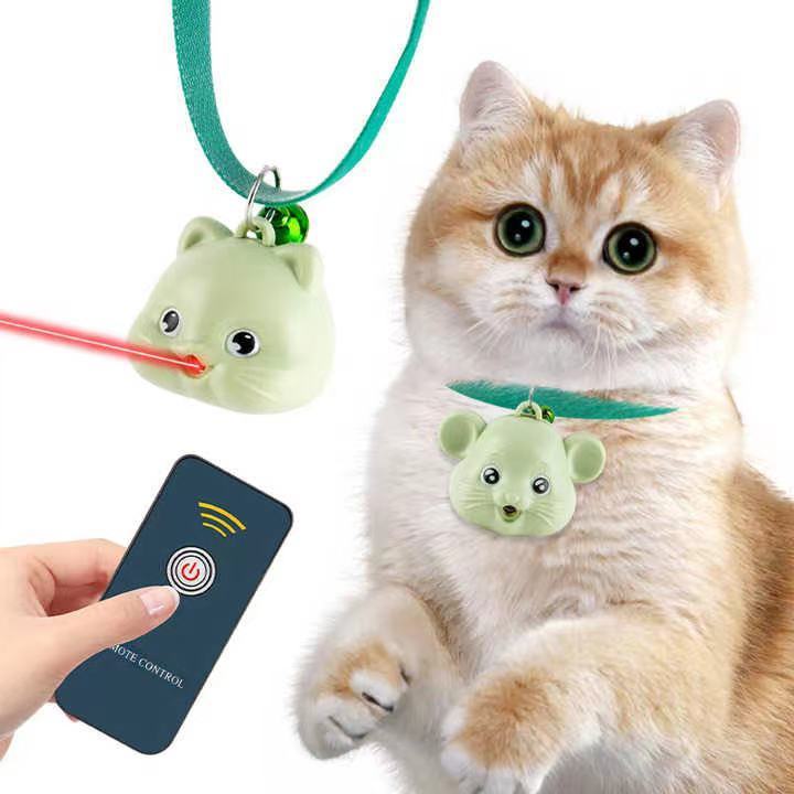 Cat Collar Toy With Led Lights Remote Controller Interactive Laser Cat Toys With Bell Automatic Cat Self Play Collar Funny Toy