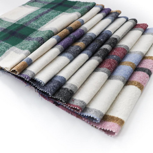 Wholesale tweed check fabric 100% polyester yarn dyed stiff flannel fabric for woman coat