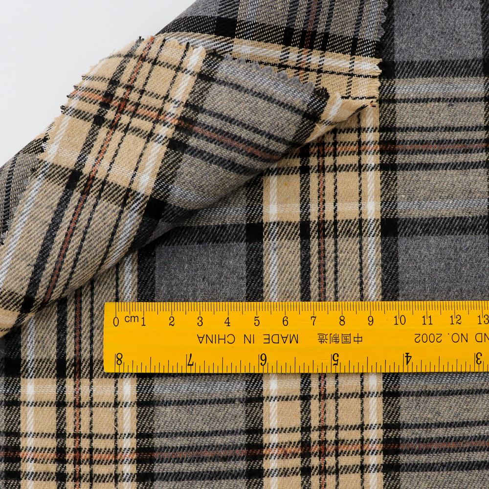 Gots certified organic cotton double brushed fabric tc twill pattern plaid check fabric for shirts