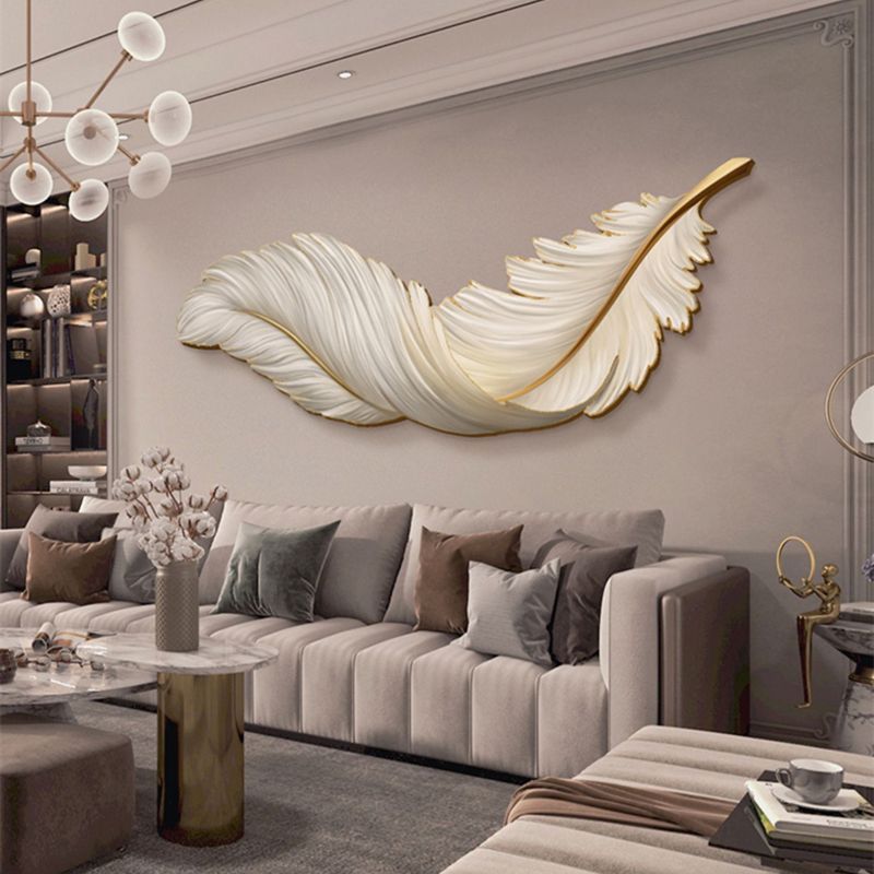 Acrylic feather decorative painting LED lamp living room backdrop wall hanging art wall light