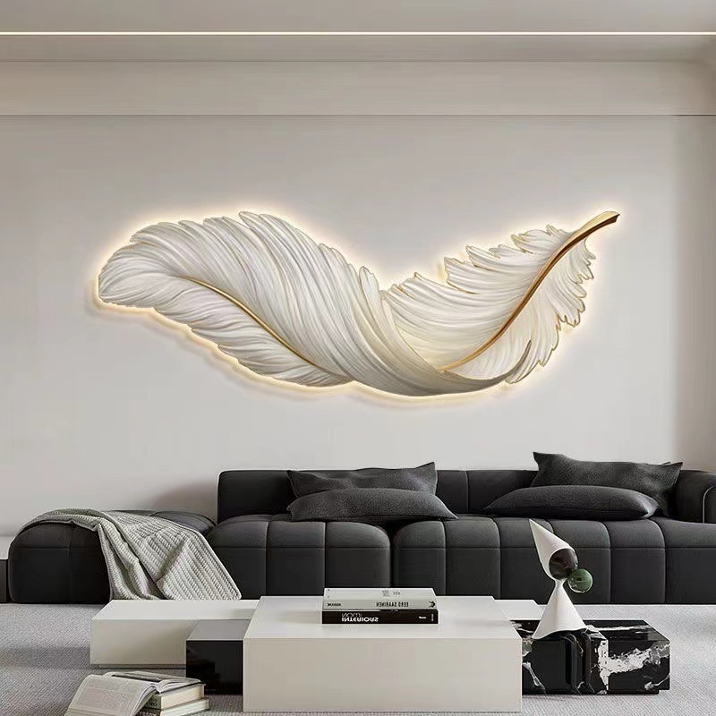 SP-W1668 luxury hotel interior resin wall light home decorative fixtures living room bedside feather indoor led wall lamp