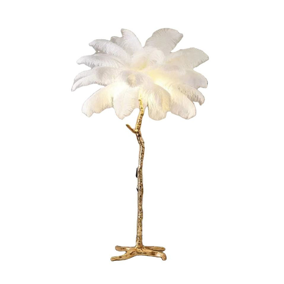 Modern Nordic Ostrich Feather light Tree Floor Lamp LED Standing Lamp Living bed  Room Hotel Decorative  Fixture feather light