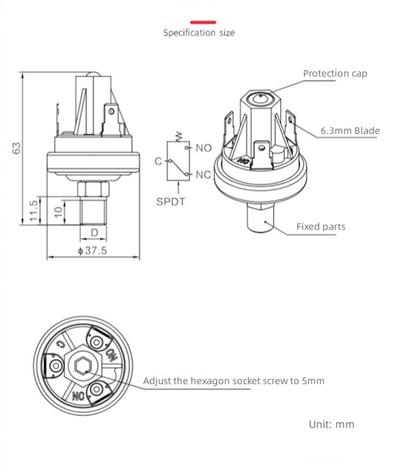 LINO 12V NC NO Vacuum Switch Pressure Switch 1/8NPT 1/4NPT industrial Oil Pressure Switch