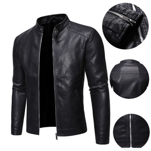 Stylish Handsome Motorcycle Biker 4xl Orginal Pu Leather Windbreaker Jacket For Men