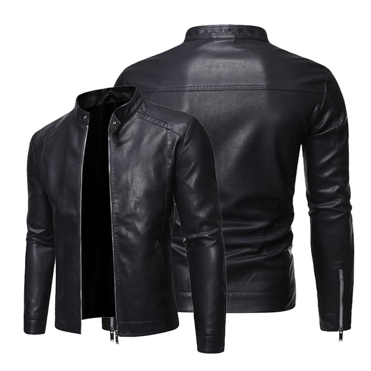 Stylish Handsome Motorcycle Biker 4xl Orginal Pu Leather Windbreaker Jacket For Men