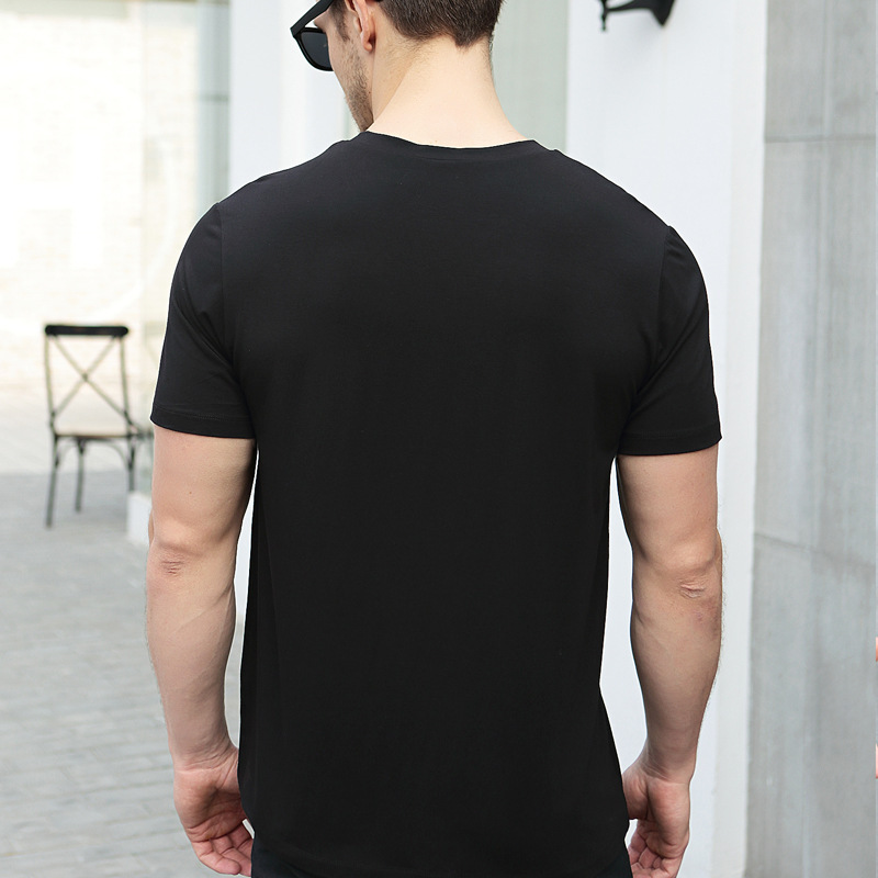 Manufacturers Wholesale New Summer Bamboo 5% Spandex Fabric Men's  V Collar Comfortable Short Sleeve T-shirts With Button