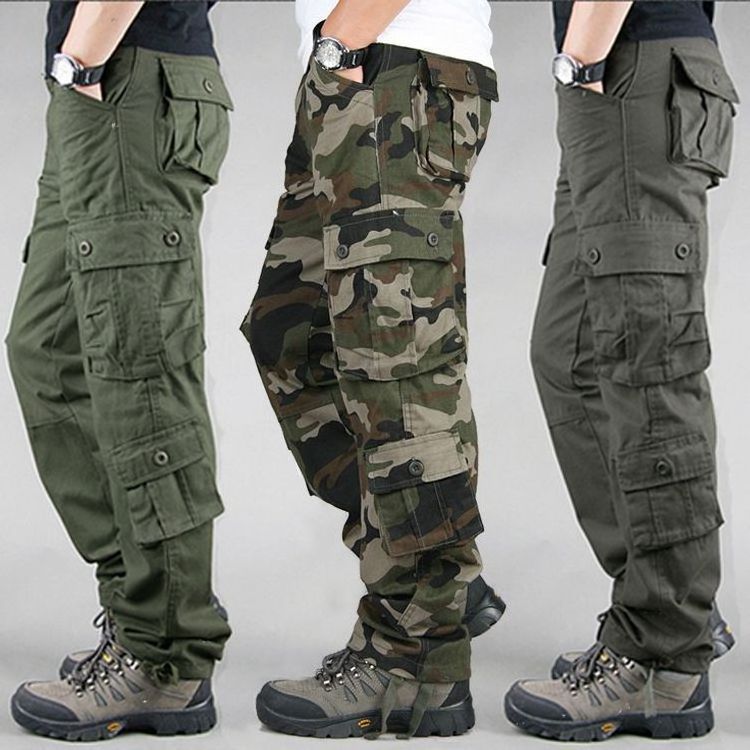 wholesale twill khaki workwear pant mens custom utility baggy straight leg multi-pocket track cargo pants