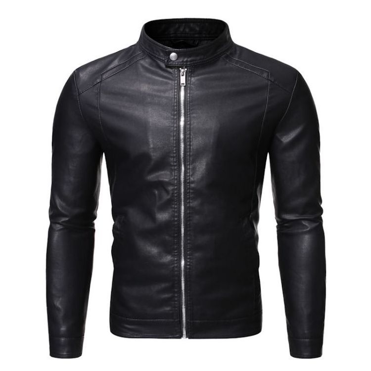 Stylish Handsome Motorcycle Biker 4xl Orginal Pu Leather Windbreaker Jacket For Men