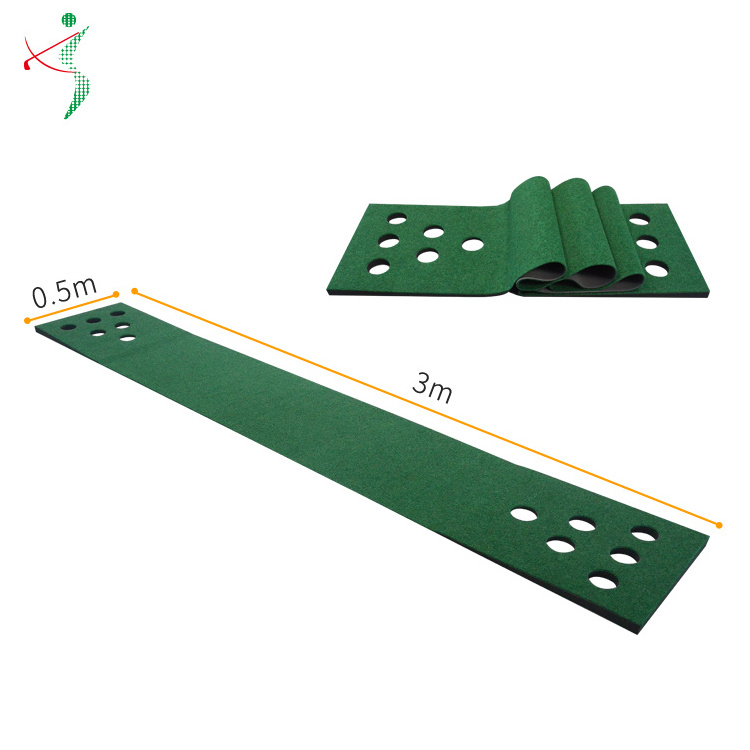 Manufacturer Wholesale 12 Holes Outdoor and Indoor Golf Putting Game Putting Mat with Golf Putter, Golf Ball