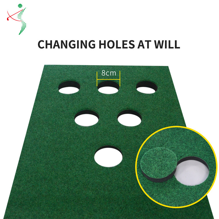 Manufacturer Wholesale 12 Holes Outdoor and Indoor Golf Putting Game Putting Mat with Golf Putter, Golf Ball