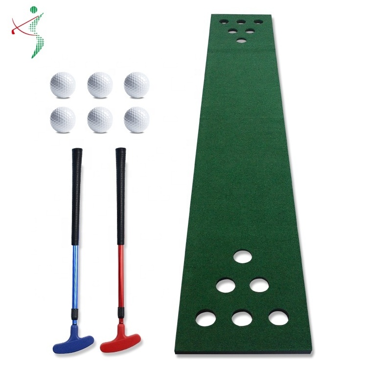 Manufacturer Wholesale 12 Holes Outdoor and Indoor Golf Putting Game Putting Mat with Golf Putter, Golf Ball