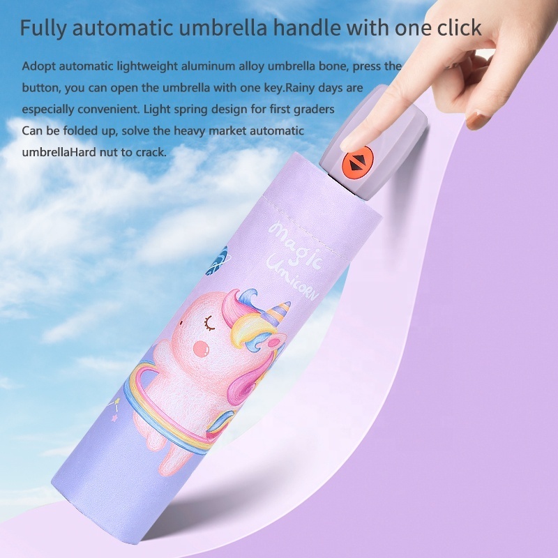 Automatic umbrella kids sun umbrella black glue kids gift lovely cartoon sunny and rainy umbrella