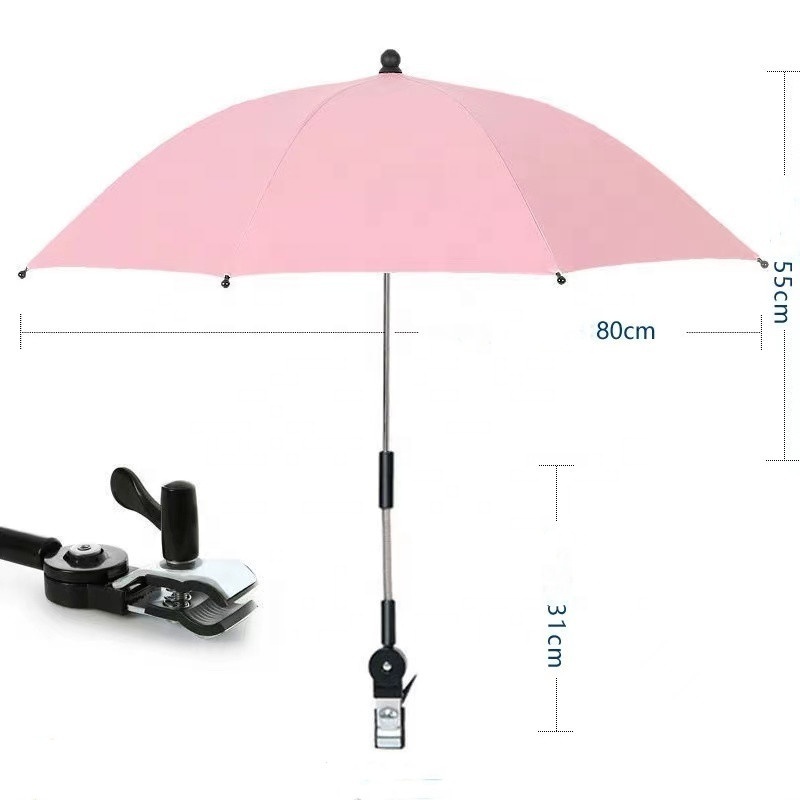 Adjustable Sunshade Baby Stroller Clamp Sun Umbrella Bicycle Stroller Chair Wheelchair Umbrella UV Protection Blue Pink Camping