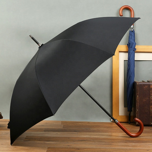 30 Inch Eco-friendly Super Large J Shape Wood Umbrellas Classic Solid Color Men Business Straight Long Handle Umbrella