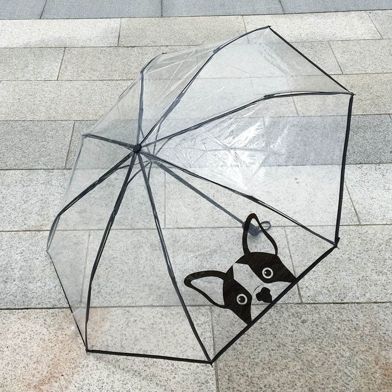 New Arrival Best Sell Three Fold Cartoon Dog Umbrellas Thicken Promotion Sale 3 Fold Umbrella Transparent Can Custom Logo