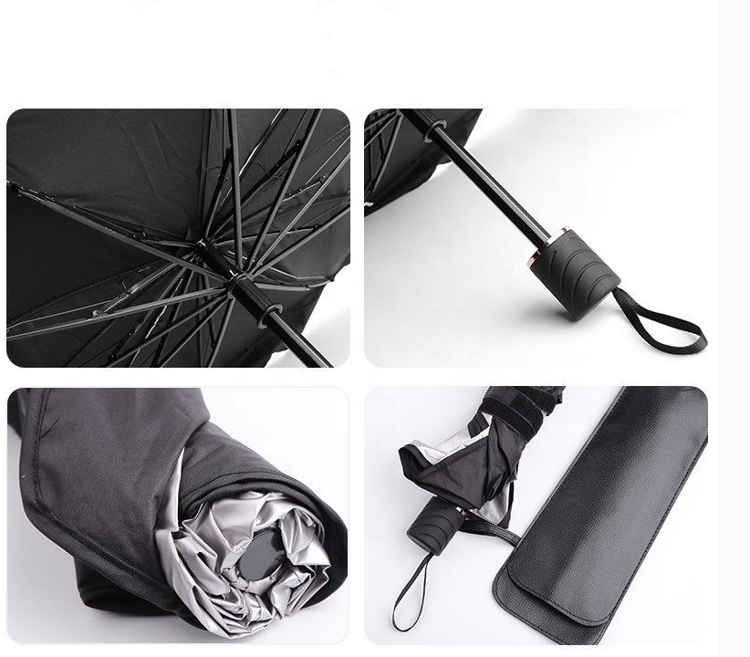 Custom Logo Car Sun Shield Umbrella UV Protection Sunshade Coated With Silver Car Front Parasol