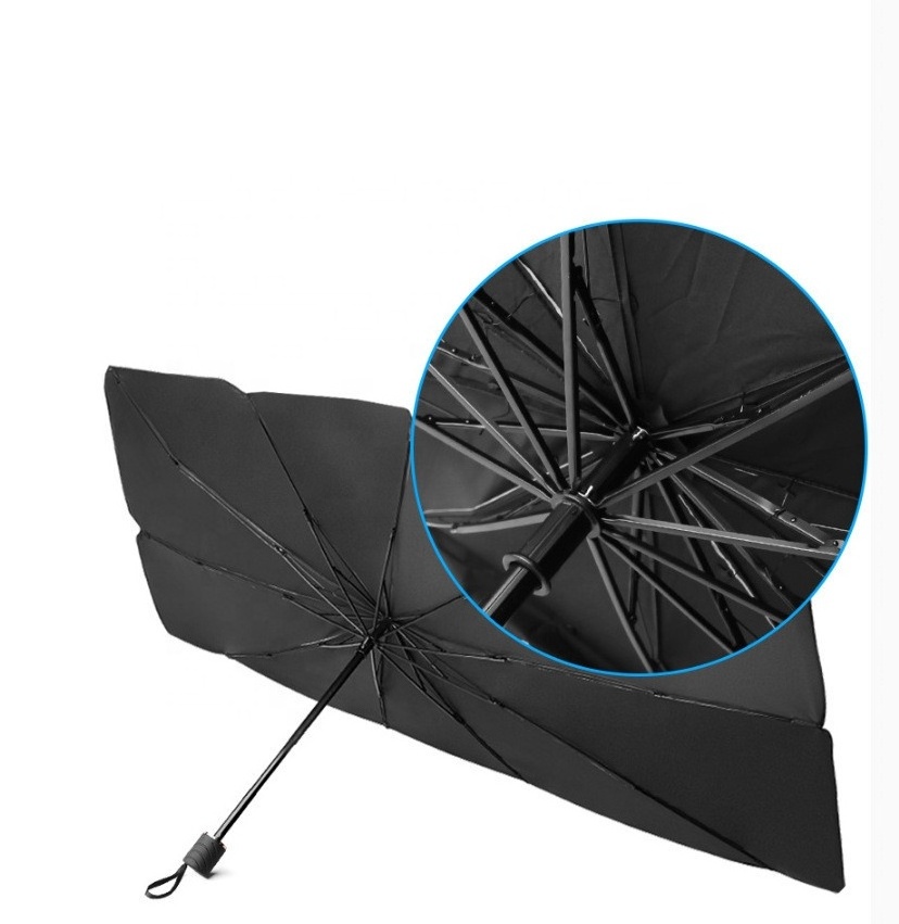 Custom Logo Car Sun Shield Umbrella UV Protection Sunshade Coated With Silver Car Front Parasol