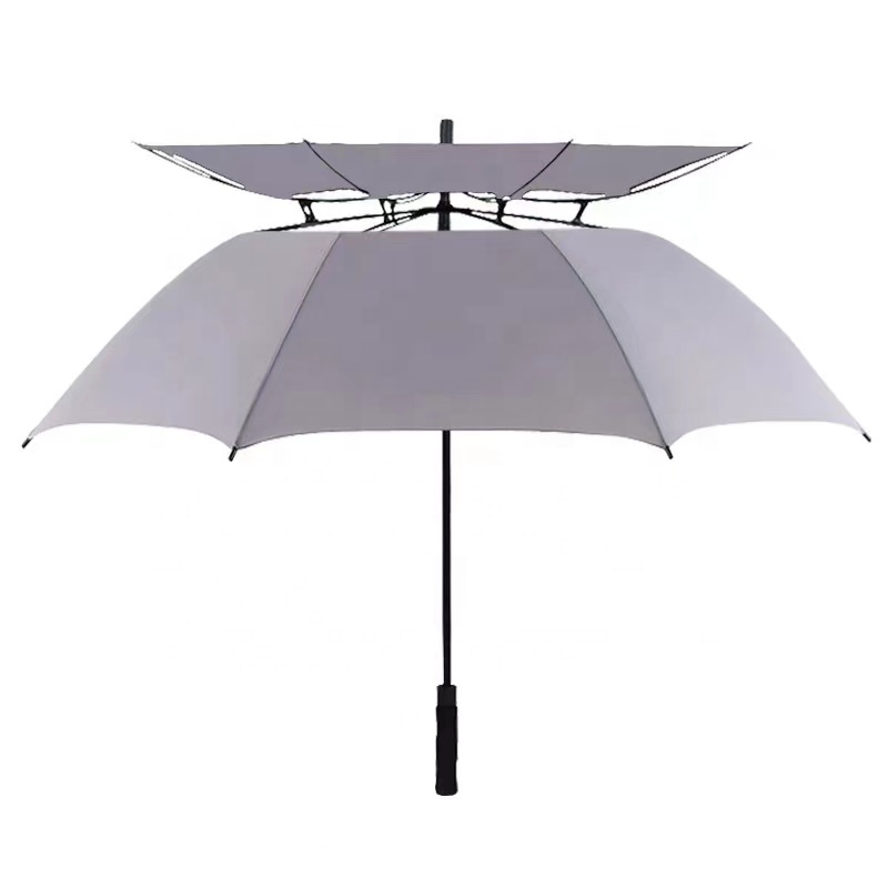 Fiberglass Straight Golf Umbrella Men Strong Windproof High Quality Customized Extra Large Oversize Double Canopy Vented Black