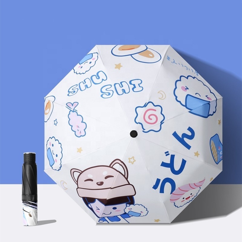 8K 23 Inch Sweet Cute Cartoon Manual Open Close Inverted Umbrella 3 Folding Reverse Umbrella Three Folded Sombrillas