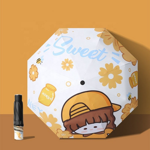 8K 23 Inch Sweet Cute Cartoon Manual Open Close Inverted Umbrella 3 Folding Reverse Umbrella Three Folded Sombrillas