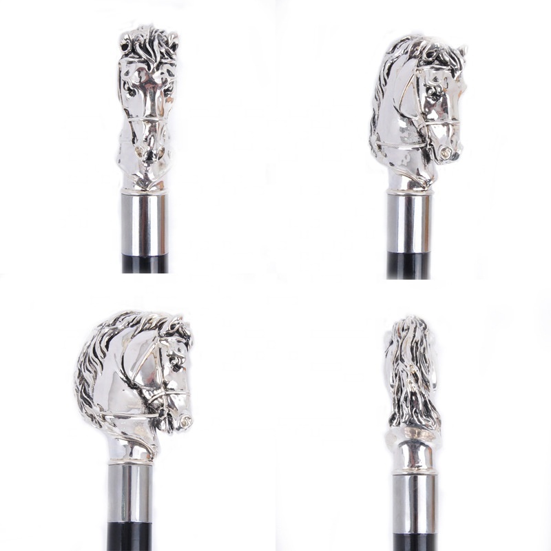 Fashion high-end business gift metal horse head umbrella straight handle stick animal silver gold  lion handle head umbrella