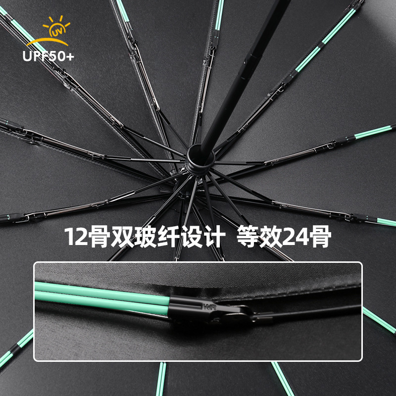 Fully automatic portable 12K 3 Folding Umbrella With Logo Paraguas Customized sun Umbrellas for wind and sun protection