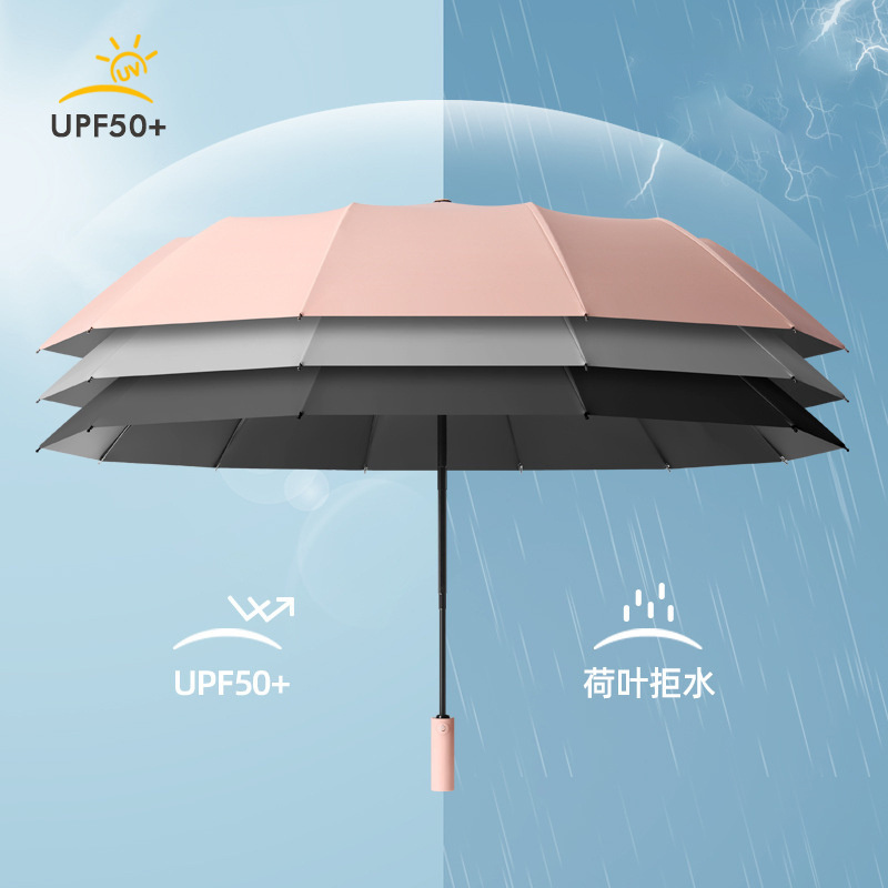 Fully automatic portable 12K 3 Folding Umbrella With Logo Paraguas Customized sun Umbrellas for wind and sun protection