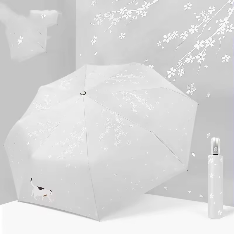 Mini White Snow Flower Printing  Automatic Folding Umbrella Parapluie Sombrillas Portable Foldable Compact Pocket Umbrellas