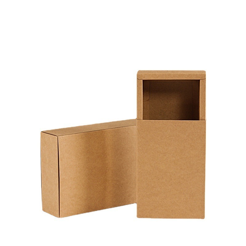 Custom logo cheap thick recyclable kraft paper black cardboard durable drawer packaging paper box for medicine jewelry